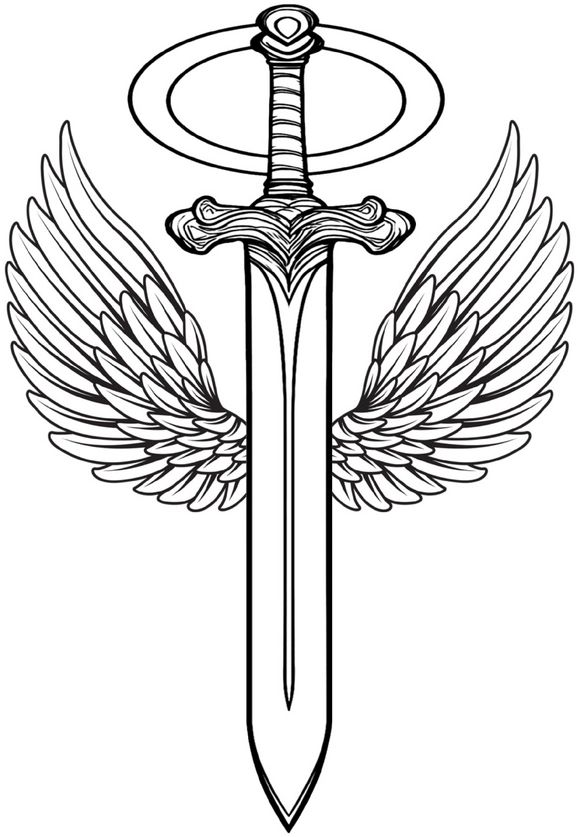 malvorlage-schwert-und-fluegel-fuer-kreative-ausmaler