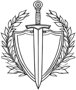 malvorlage-schwert-und-wappen-olivenzweige