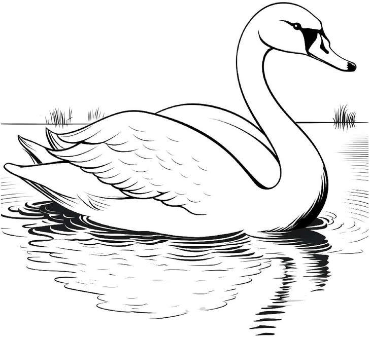 malvorlage-schwimmer-schwan-naturmotiv