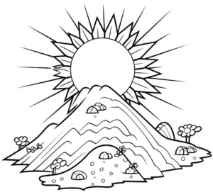 malvorlage-sonnenaufgang-berglandschaft
