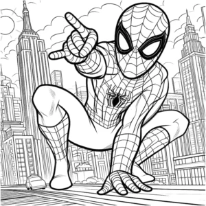 malvorlage-spider-man-superheld-in-der-stadt