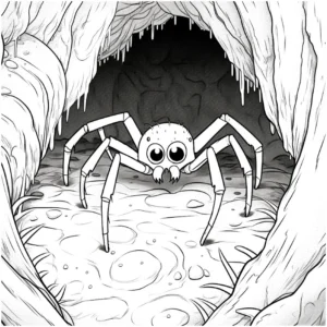 malvorlage-spinne-in-einer-geheimnisvollen-hoehle