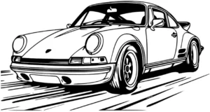 malvorlage-sportlicher-porsche-auf-rennstrecke