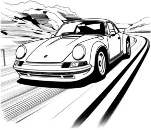 malvorlage-sportwagen-auf-der-strasse