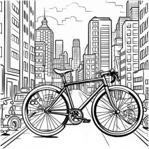 malvorlage-stadtbild-mit-fahrrad-und-urbaner-landschaft