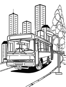 malvorlage-stadtbus-moderne-architektur
