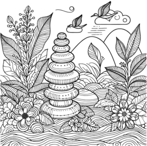 malvorlage-steine-und-pflanzen-fuer-kreative-auszeiten