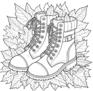 malvorlage-stiefel-herbstblaetter