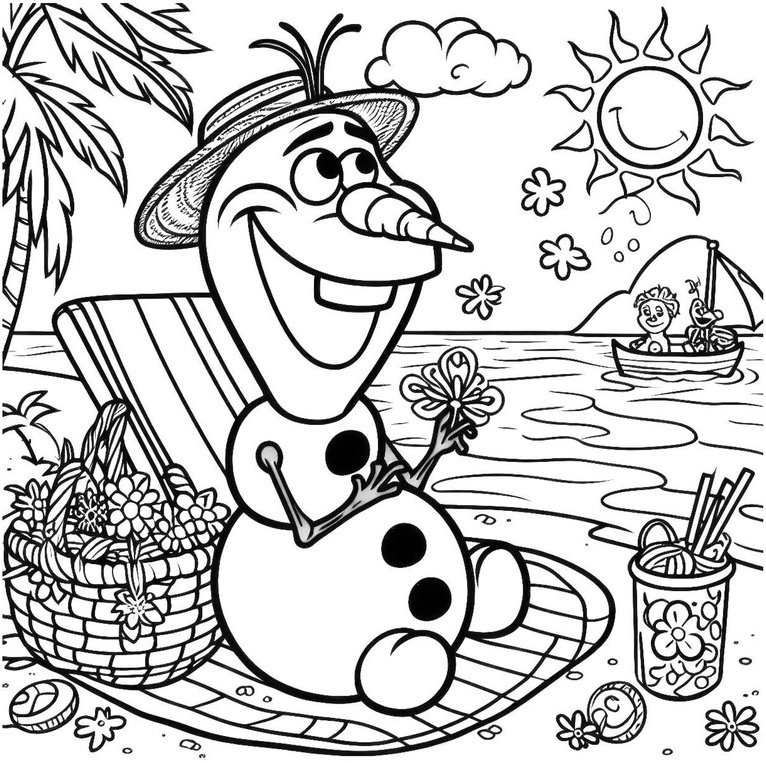 malvorlage-strandfigur-blumen-sonne