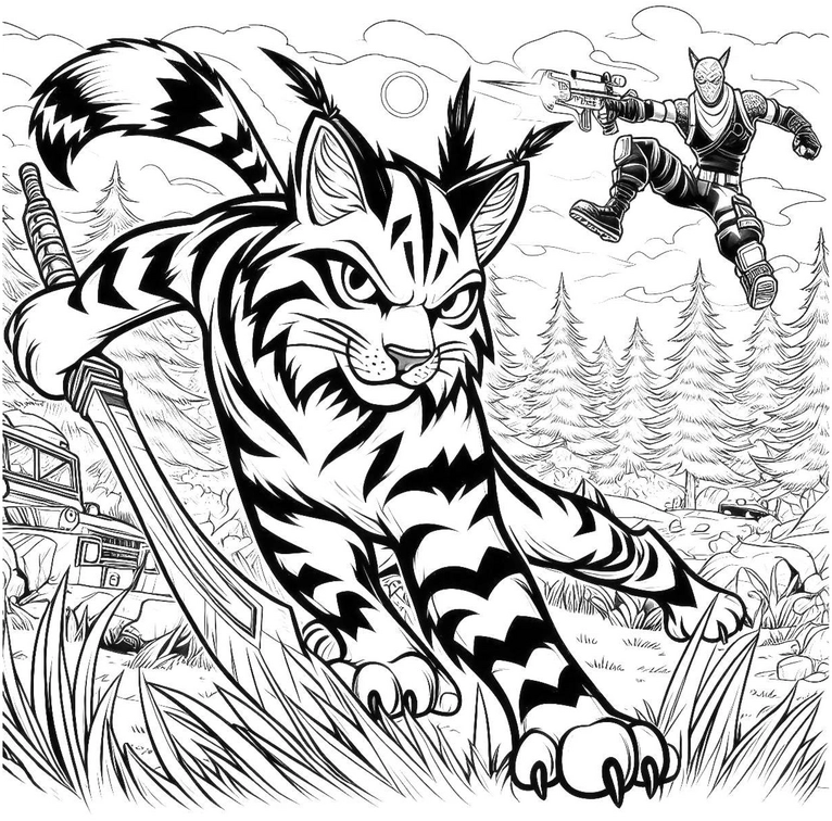 malvorlage-tiger-abenteuer-charakter-ausmalen