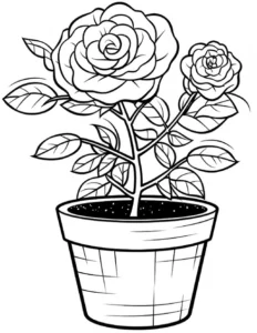 malvorlage-topfrose-blumen-im-blumentopf