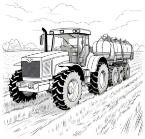 malvorlage-traktor-mit-anhaenger-in-der-landwirtschaft