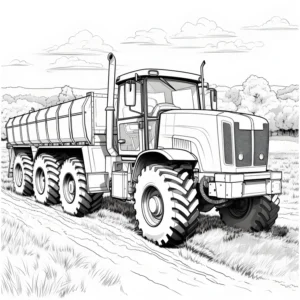 malvorlage-traktor-mit-anhaenger-in-der-natur