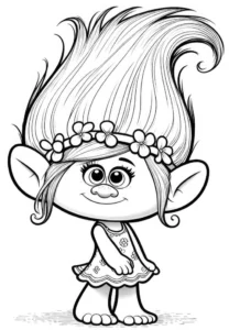 malvorlage-troll-maedchen-blumenkranz