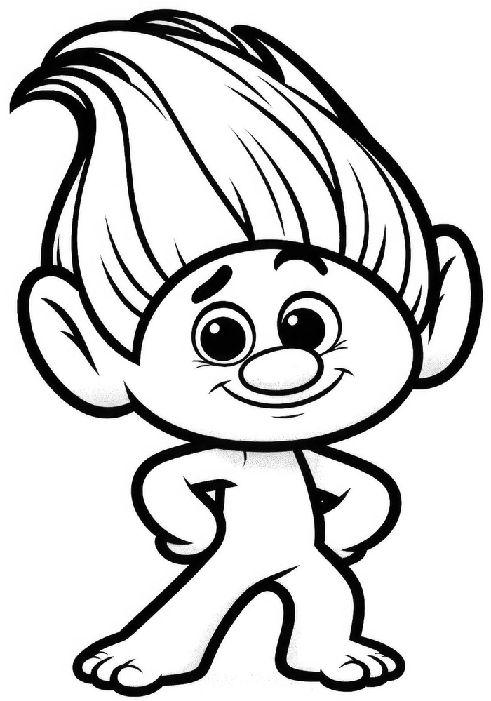 malvorlage-troll-mit-haar-und-laecheln