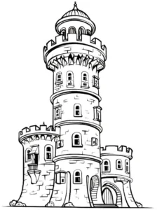 malvorlage-turm-mit-vielen-fenstern-und-turmchen