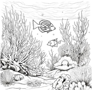 malvorlage-unterwasserwelt-fische-korallen