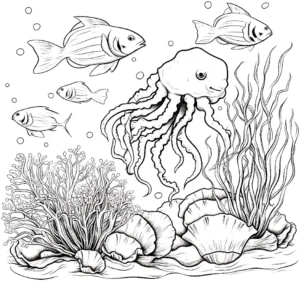 malvorlage-unterwasserwelt-mit-oktopus-und-fischen