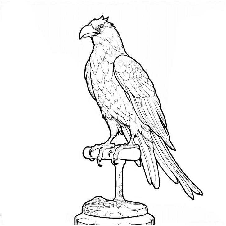 malvorlage-vogel-auf-sockel-mit-details