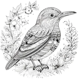 malvorlage-vogel-und-pflanzenmuster