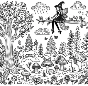 malvorlage-wald-feen-und-tiere