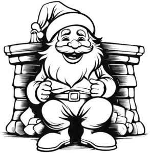 malvorlage-weihnachtsmann-am-kamin