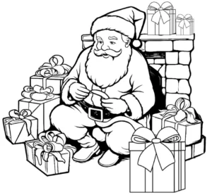malvorlage-weihnachtsmann-geschenke-kamin