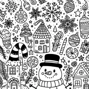 malvorlage-weihnachtszauber-mit-schneemann