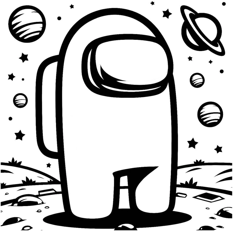 malvorlage-weltall-astronaut-fremder-planet