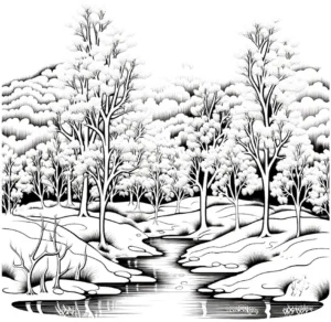 malvorlage-winterlandschaft-mit-baumern-und-bach