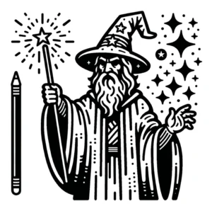 malvorlage-zauberer-mit-magischen-symbole