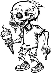 malvorlage-zombie-mit-eiscreme-zum-ausmalen