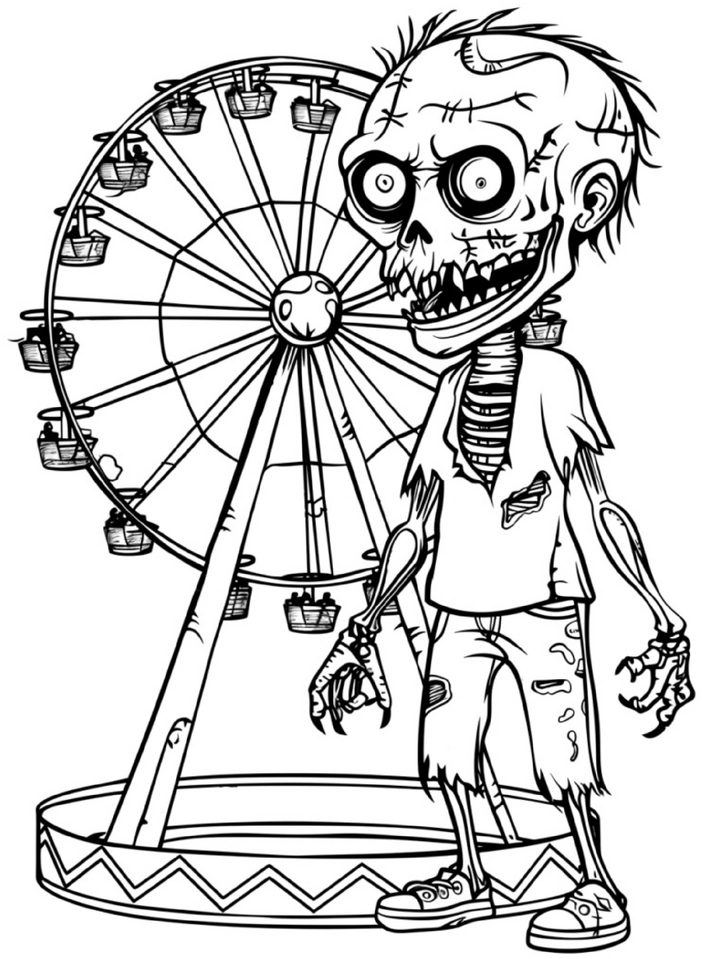 malvorlage-zombie-vor-riesenrad-ausmalen