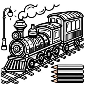 malvorlage-zug-mit-waggon-und-laterne