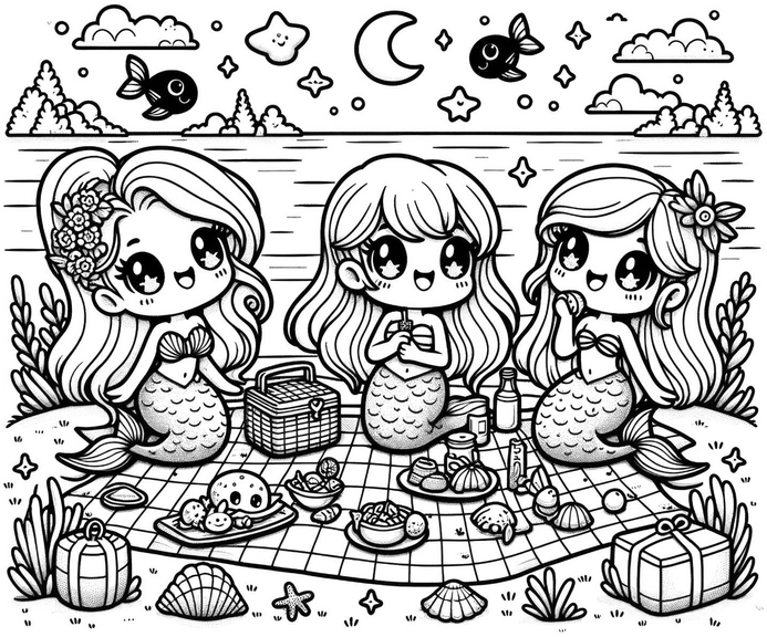 meerjungfrauen-picknick-am-strand