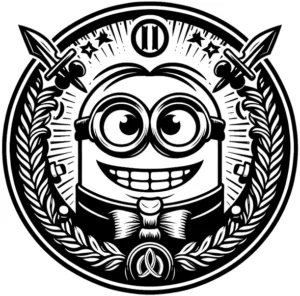 minion-mit-schwertern-und-kraenzchen-ausmalvorlage