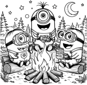 minions-am-lagerfeuer-ausmalvorlage
