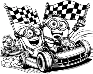 minions-im-rennkart-mit-karierten-flaggen