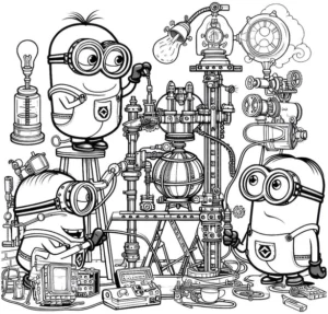 minions-mit-mechanischen-geräten-ausmalbild