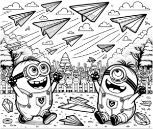 minions-papierflieger-ausmalvorlage