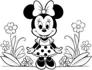 minnie-maus-mit-blumen-ausmalvorlage
