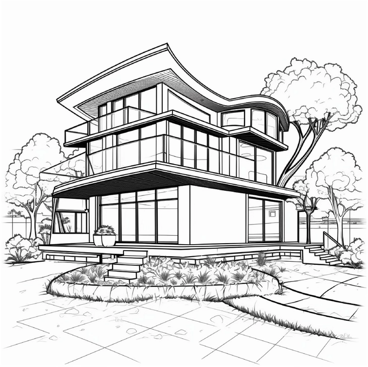 modernes-designhaus-ausmalvorlage-kreativ-gestalten