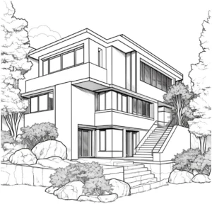 modernes-haus-mit-garten-zum-ausmalen