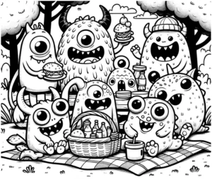 monster-picknick-ausmalvorlage