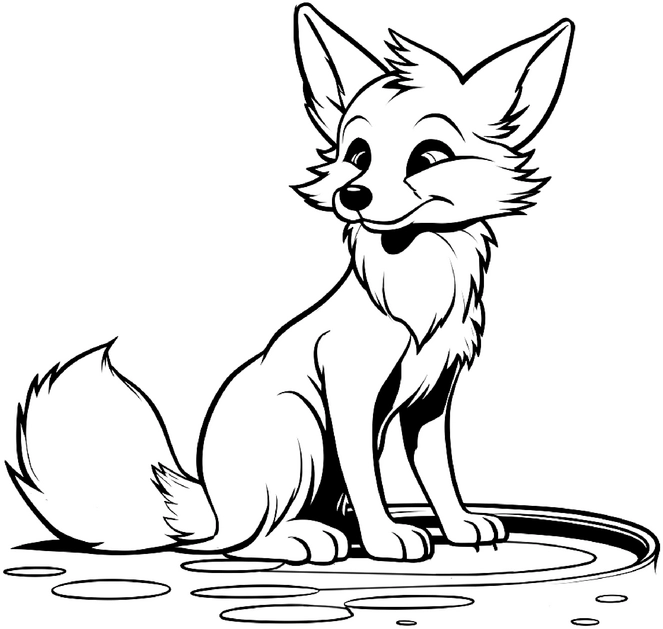niedlicher-fuchs-in-wasserpuetze-malen