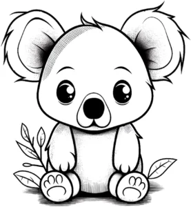 niedlicher-koala-mit-blaettern-zum-ausmalen