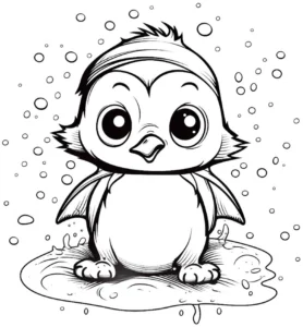 niedlicher-pinguin-im-wasser-mit-blasen