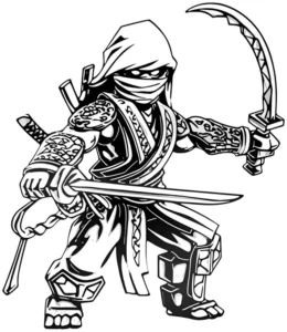 ninja-mit-klingen-und-ruestung-malvorlage