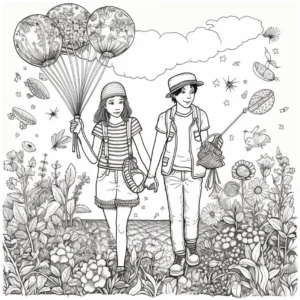 paar-mit-luftballons-und-blumen-im-garten