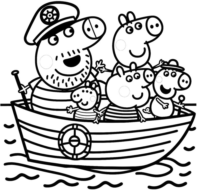 peppa-wutz-familie-im-boot-ausmalvorlage